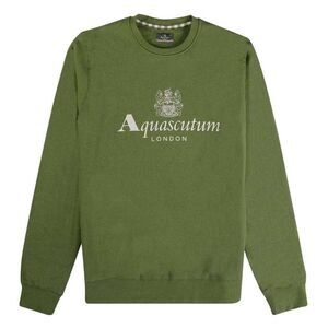 Aquascutum Mens Active Big Logo Sweatshirt / Army Green